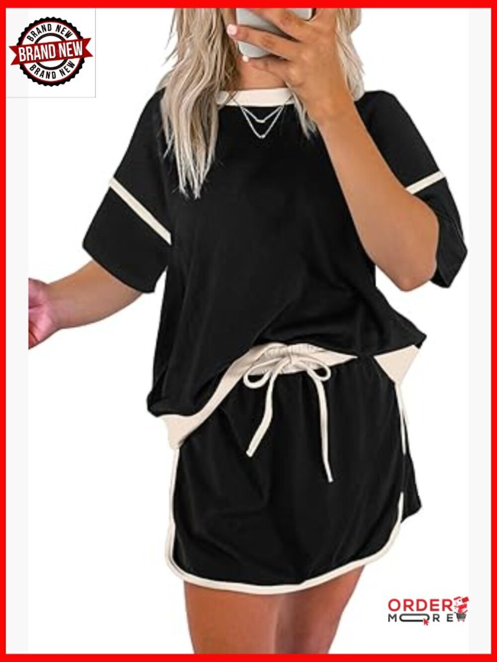 Women's 2 Piece Skirt Set Summer Short Sleeve Top Matching Mini Skirt Lounge